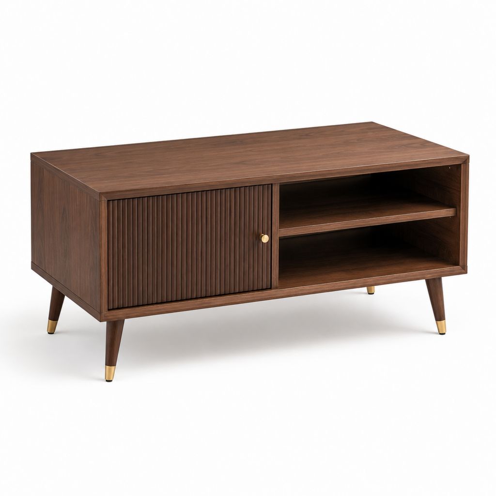 Couchtisch mit Stauraum Nussbaum MDF rechteckig 120 x 60 x 55 cm