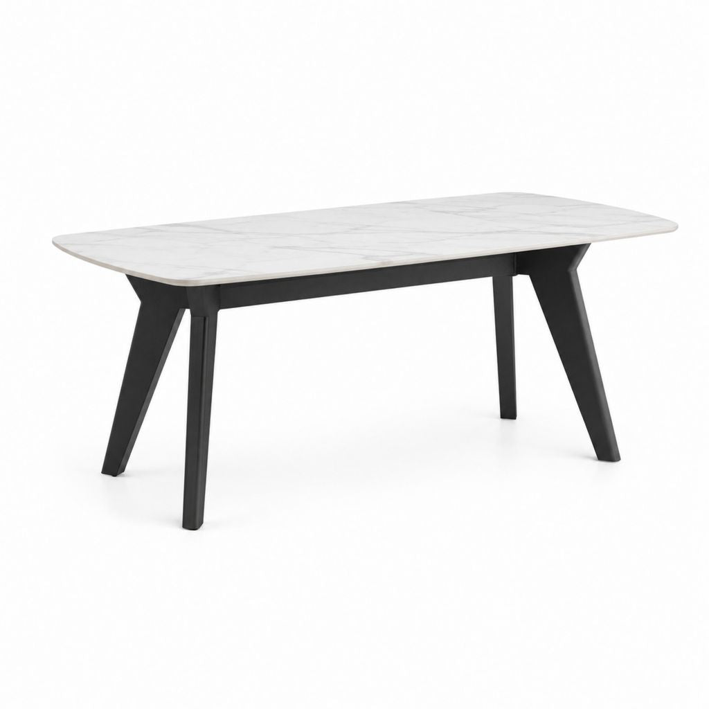Esstisch Weiß Schwarz MDF Melaminharzbeschichtung Rechteckig 160 x 80 x 75 cm