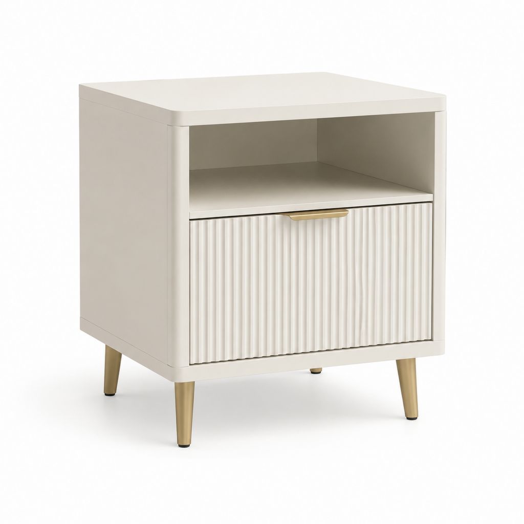 Nachttisch mit Schublade Cremeweiß MDF Rechteckig 45 x 40 x 60 cm
