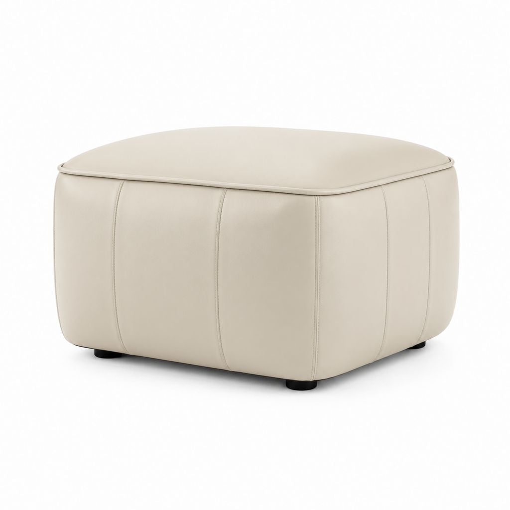Polsterhocker Fußstütze Beige PU-Kunstleder quadratisch 80 x 80 x 40 cm