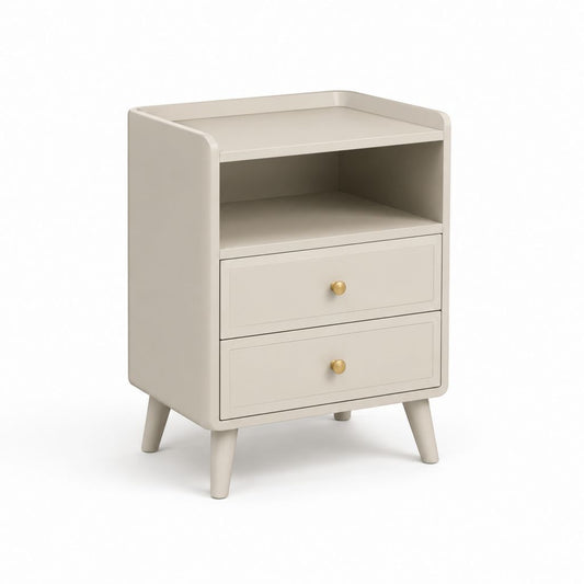 Nachttisch mit 2 Schubladen und offenem Fach Beige MDF rechteckig 45 x 40 x 65 cm