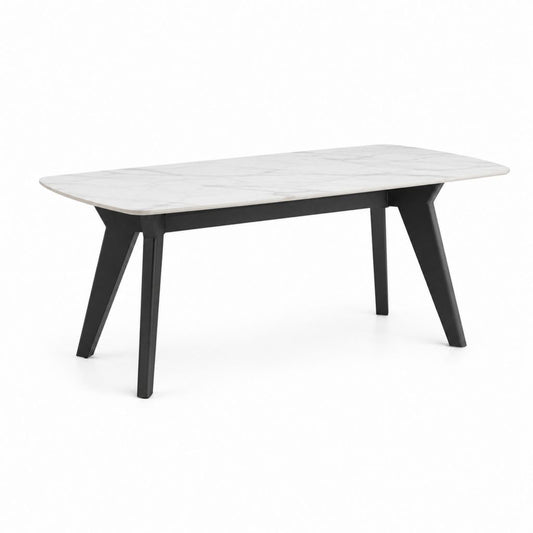 Esstisch Weiß Schwarz MDF Melaminharzbeschichtung Rechteckig 160 x 80 x 75 cm