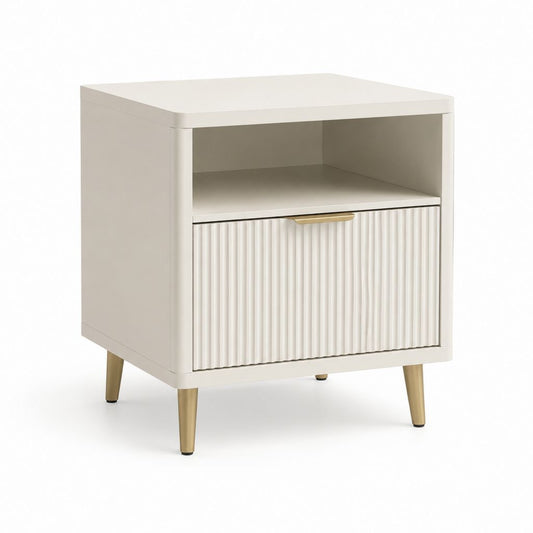 Nachttisch mit Schublade Cremeweiß MDF Rechteckig 45 x 40 x 60 cm