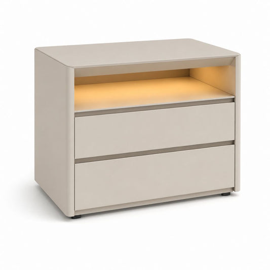 Nachttisch mit LED-Beleuchtung Beige Spanplatte rechteckig 60 x 40 x 55 cm