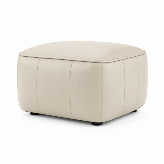 Polsterhocker Fußstütze Beige PU-Kunstleder quadratisch 80 x 80 x 40 cm